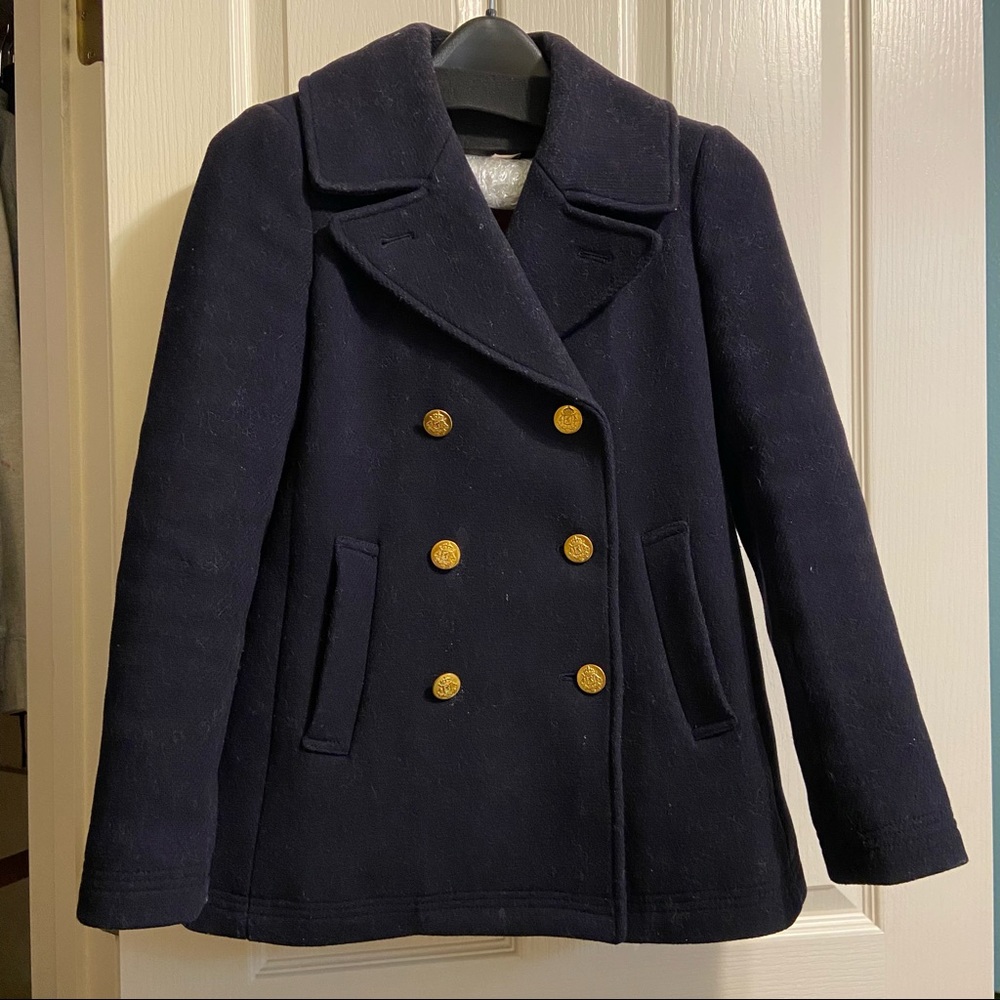 J. Crew Wool Stadium Coat in Navy